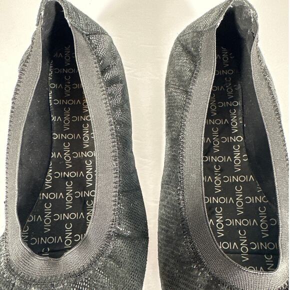 Vionic Allora Ballet Flats Slip On Patent Cap Toe Black 5 Orthaheel Balletcore - Picture 7 of 8